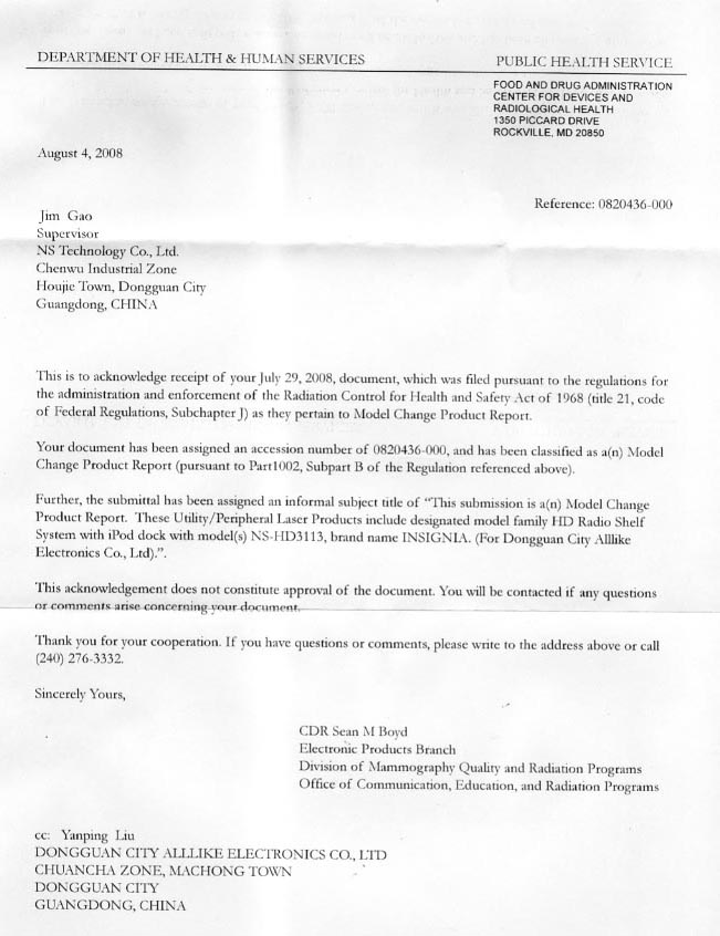 FDA Certificate