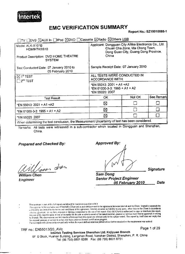 EMC Certificate