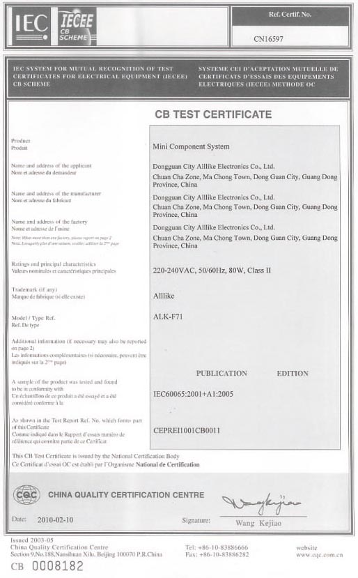 CB Certificate