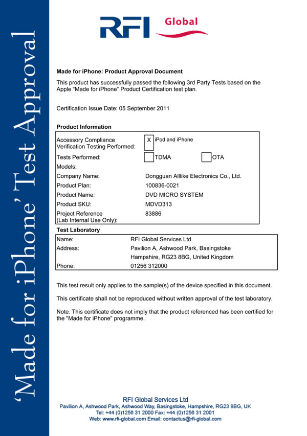 Apple TDMA certificate